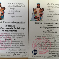 Podziękowanie dla dzieci pierwszokomunijnych